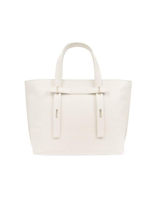 Furla White Giove Medium Shopper Bag