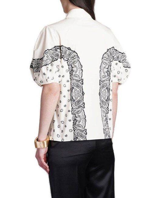 Chloé White Bandana Motif Balloon-sleeved Printed Shirt