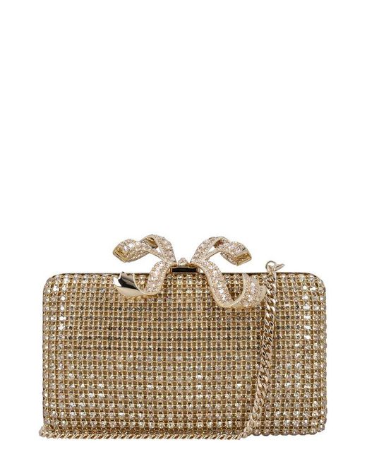 Self-Portrait Metallic Embellished Box Clutch Bag