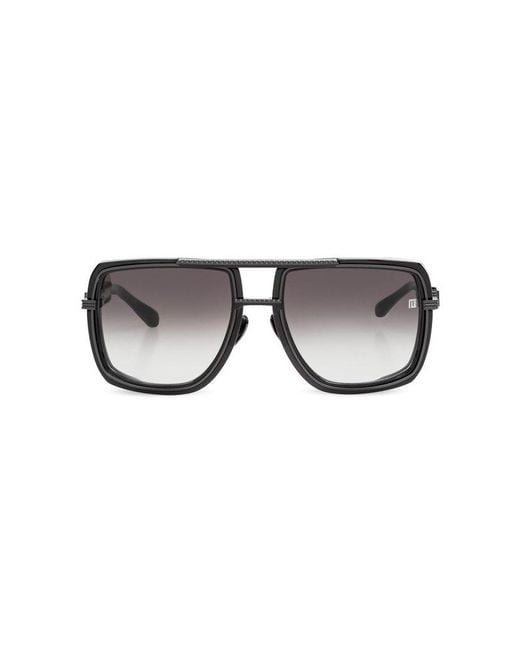 BALMAIN EYEWEAR Black Soldier Square Frame Sunglasses