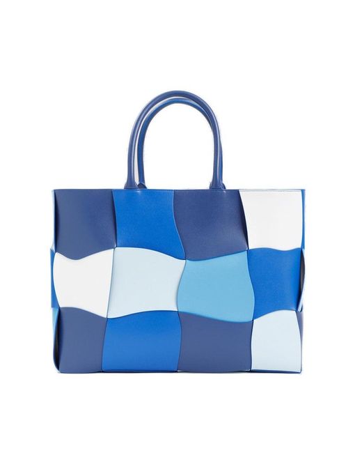 Bottega Veneta Blue Color Blocked Distorted Arco Tote Bag for men