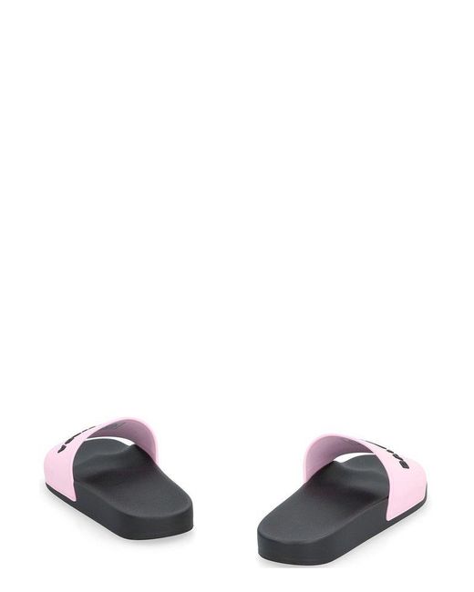 Balenciaga Pink Logo Embossed Slip-on Slides