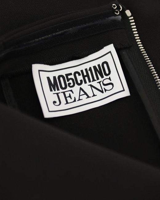 Moschino Black Jeans Off-shoulder Long-sleeved Belted Dress