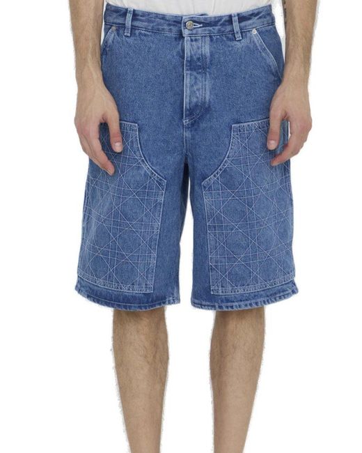 Dior Blue Cannage Carpenter Bermuda Shorts for men