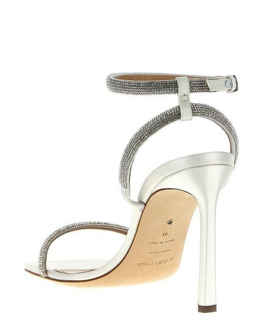 Sergio Rossi White Bridal Ankle Strap Embellished Sandals