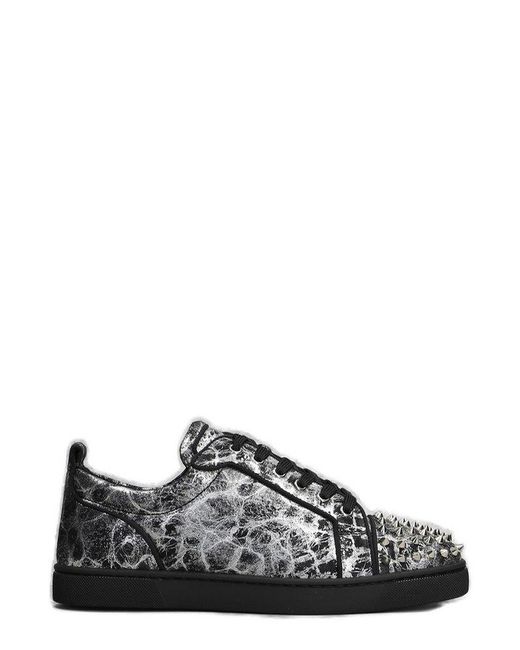 Christian Louboutin Black Louis Junior Spikes Leather Low-Top Trainers for men