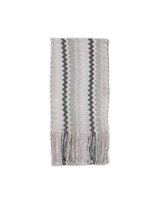 Missoni Gray Zigzag Knitted Scarf