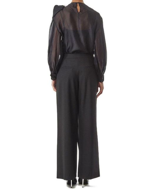 Karl Lagerfeld Gray Wrapped Wide-Leg Trousers