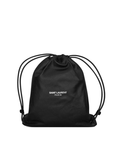Saint Laurent Black Teddy Drawstring Backpack for men