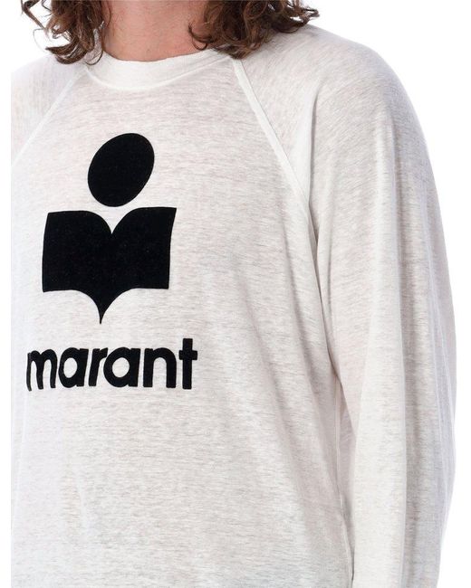Isabel Marant White Kieffer Long Sleeve Logo Tee-shirt for men