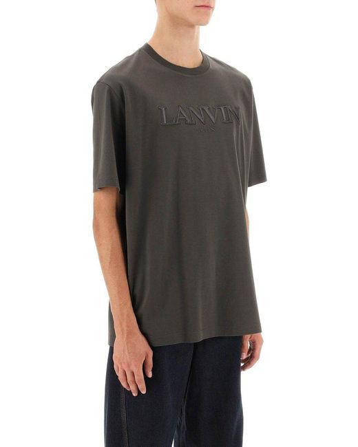 Lanvin Black Oversize T Shirt With Logo Lettering for men