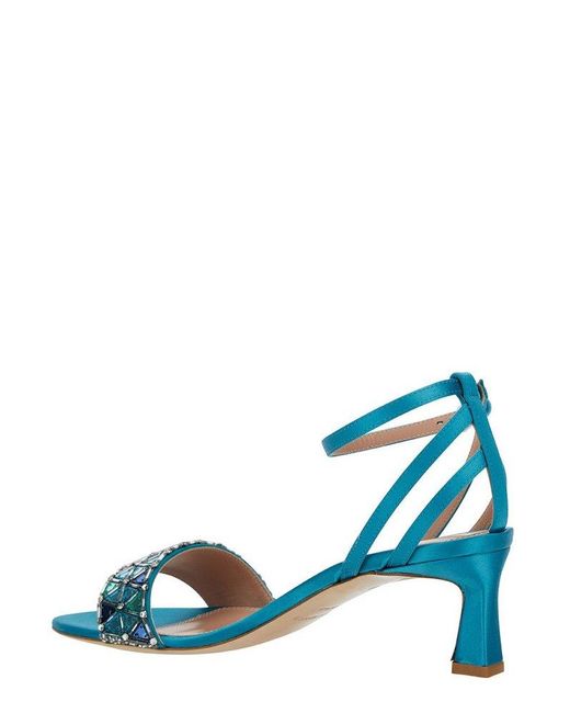 Alberta Ferretti Blue Embellished Open Toe Sandals