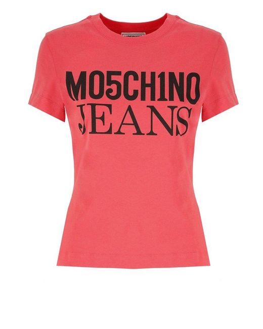 Moschino Pink Jeans Logo-printed Crewneck T-shirt