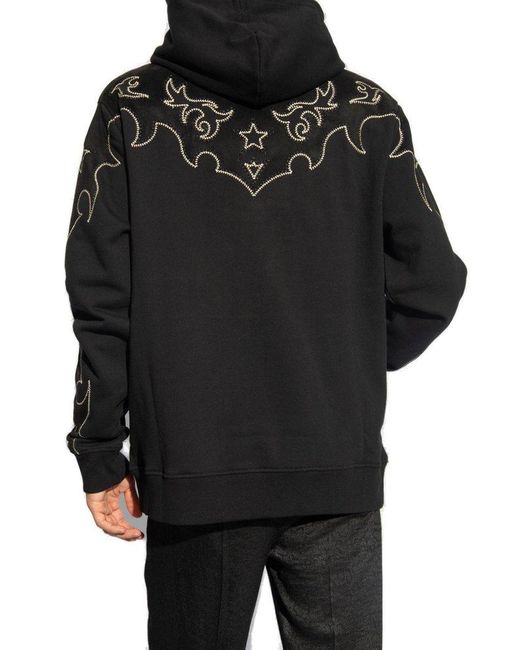 Balmain Black Embroidered Hoodie, for men
