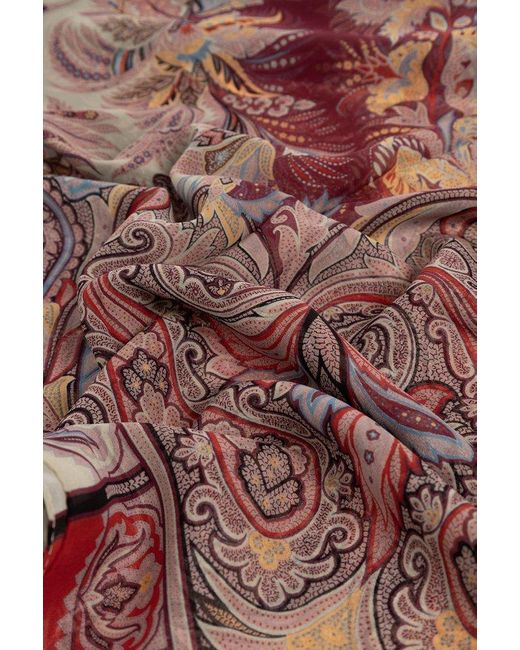 Etro Red Graphic Printed Square Shape Scarf