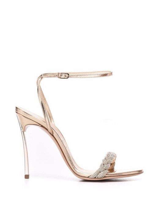 Casadei White Embellished High-heeled Sandals