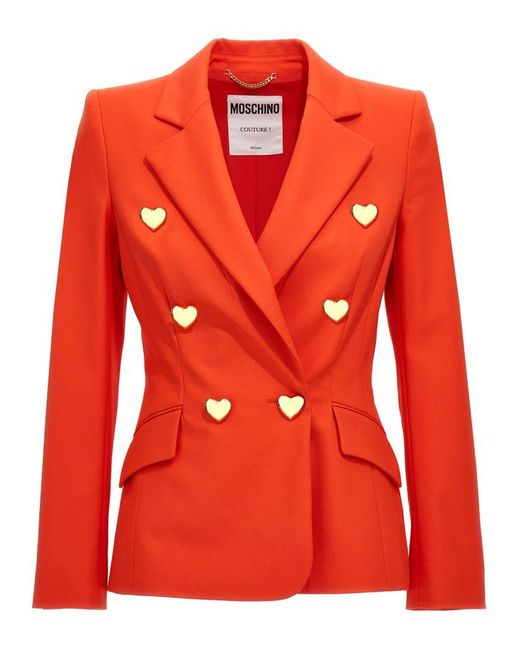 Moschino Red Heart Buttons Jackets