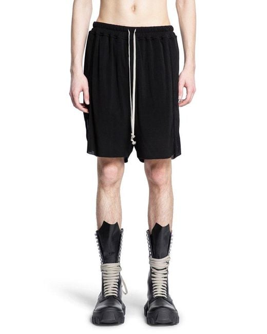 Rick Owens Black Drop-crotch Drawstring Shorts for men