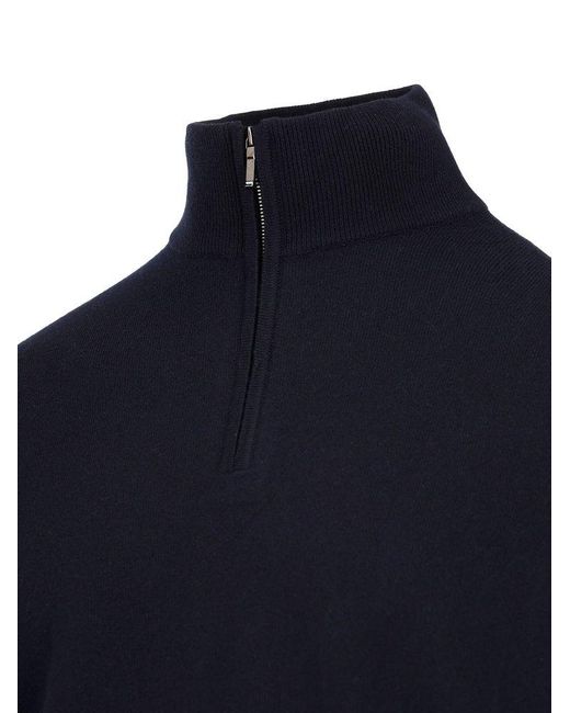 Loro Piana Blue High-neck Knitted Jumper for men