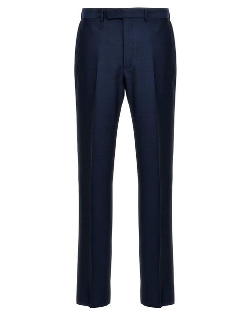Zegna Blue Single-breasted Straight Leg Tailored Suit for men