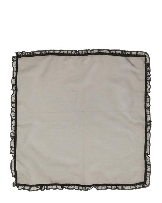 Ganni Gray Ruffle-Trim Square Scarf