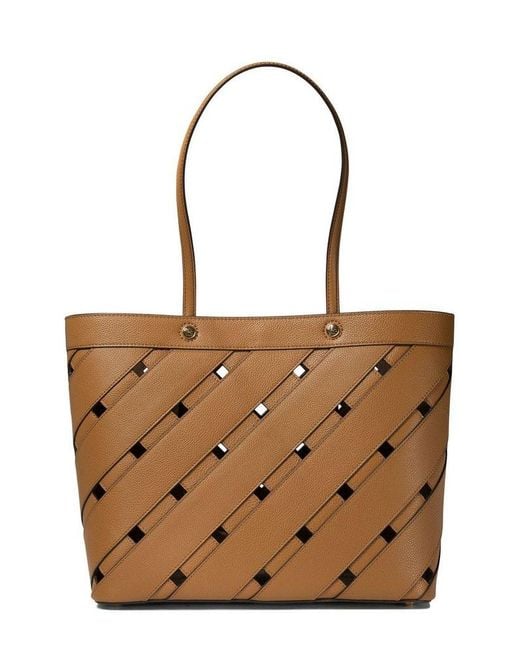 Etro Brown Cut-Out Detailed Medium Tote Bag