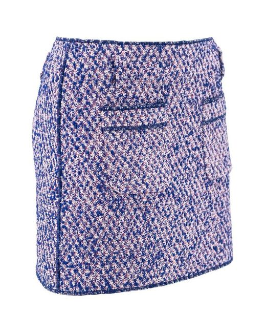 Philosophy Di Lorenzo Serafini Purple Contrasting-Stitch Tweed Miniskirt
