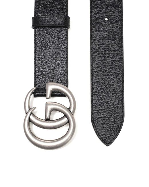 Gucci Leather Double G Buckle Belt in Black for Men - Lyst