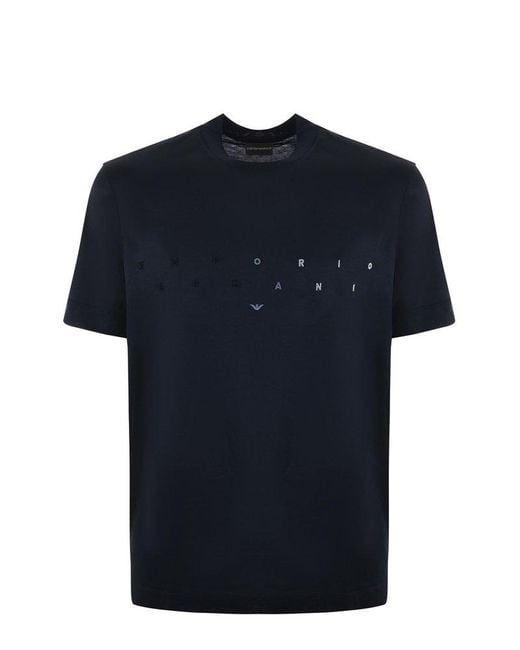 Emporio Armani Blue T-Shirt With Logo for men