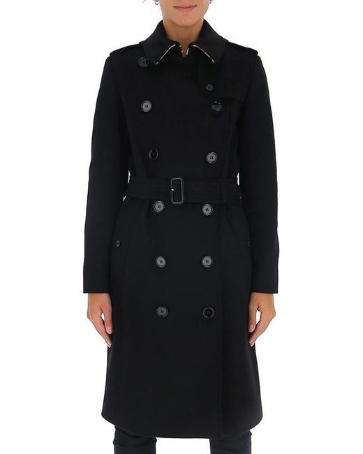 Burberry Kensington Double Breasted Trench Coat in Black | Lyst