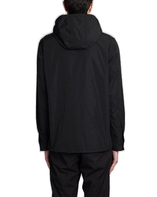 Aspesi Black Long Sleeved Hooded Jacket for men