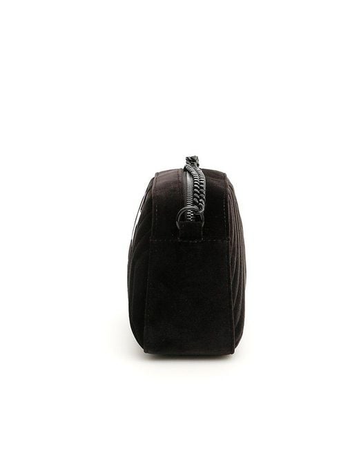 Stella McCartney Star Plaque Quilted Velvet Shoulder Bag in Black