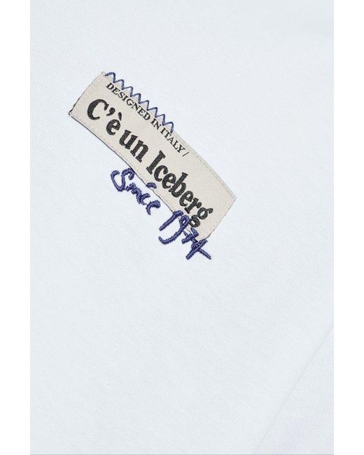 Iceberg White Logo Patch Crewneck T-Shirt for men