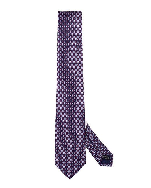 Ferragamo Purple Salvatore Reddy Print Silk Tie for men