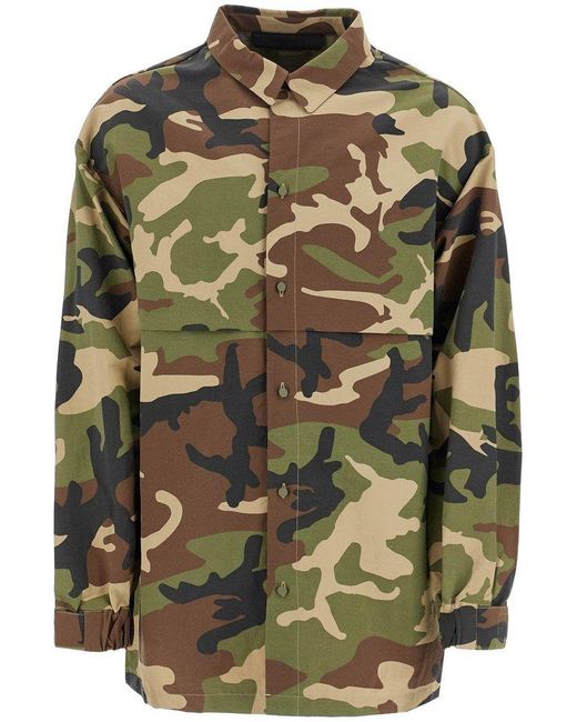 Fear Of God Green Nylon Camouflage Overshirt For for men
