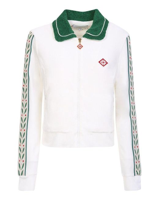 CASABLANCA White Laurel Monogram-embroidered Zipped Track Jacket