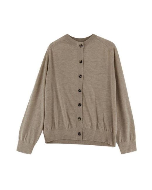 Bottega Veneta Natural Buttoned Long-Sleeved Cardigan