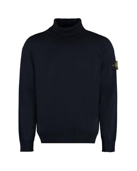 Stone Island Blue Virgin-wool Turtleneck Sweater for men