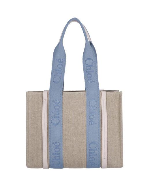 Chloé Blue 'woody' Midi Tote Bag