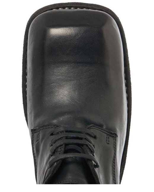 Guidi Black Squared-toe Derby Lace-up Shoes