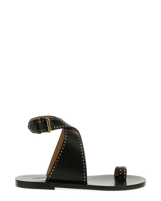 Isabel Marant Black Cross-strap Studded Open-toe Sandals