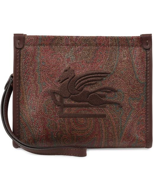 Etro Brown Paisley Jacquard Clutch Bag