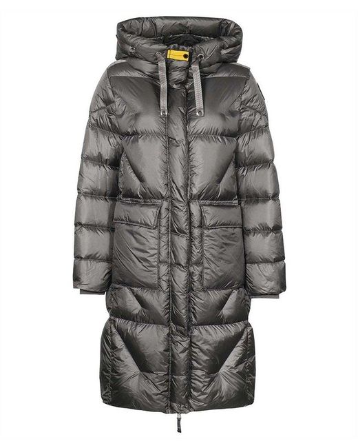 Parajumpers Gray Leonie Long Hooded Down Jacket