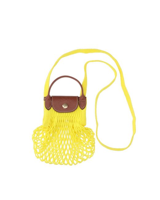 Longchamp Yellow Le Pliage Filet Strapped Mini Shoulder Bag