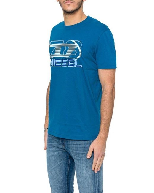DIESEL Blue T-diegor-k74 Logo Printed Crewneck T-shirt for men