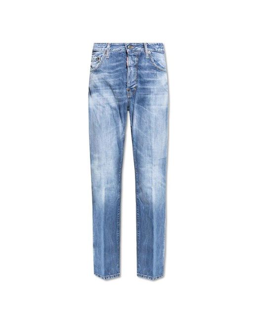 DSquared² Blue Washed Straight-leg Jeans for men