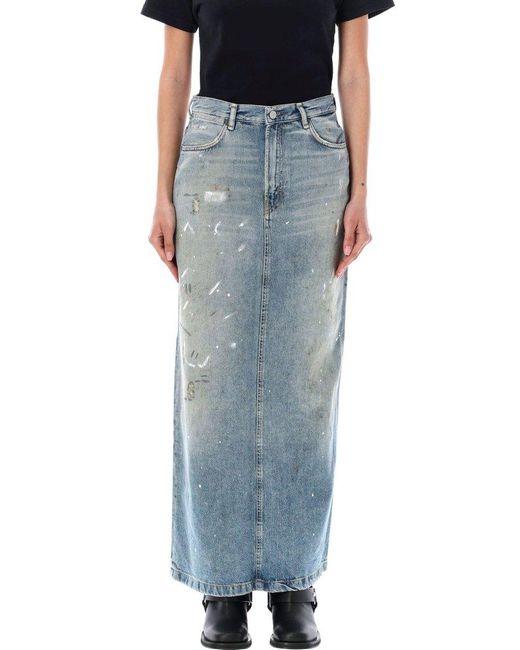 Acne Blue Denim Midi Skirt