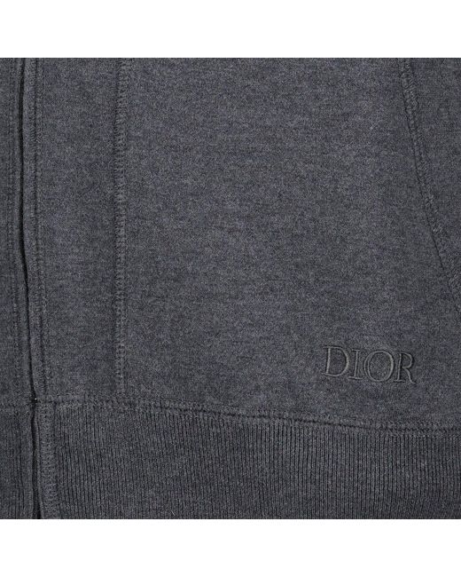 Dior Gray Logo Embroidered Zip-up Hoodie for men