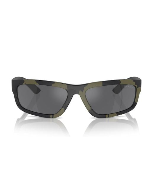 Prada Gray Rectangular Frame Sunglasses for men