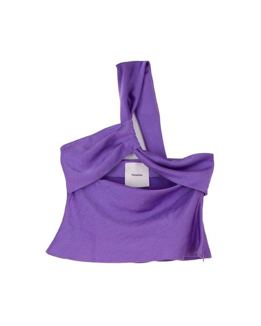 Nanushka Purple Alvin Cut-out Draped Sleeveless Top